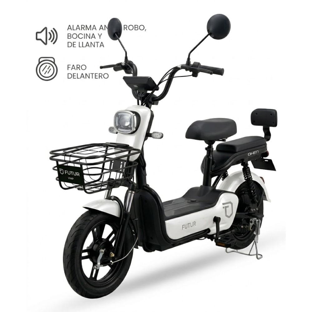 Imagen 2 del producto Bicimoto eléctrica Futur Oxen 14"", autonomía 35km, vel. 25km/h, 350W, blanco