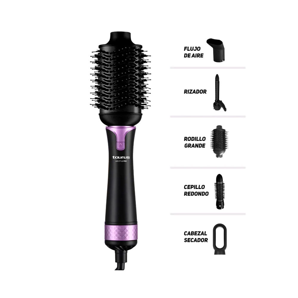 Imagen 2 del producto Cepillo modelador Taurus Air Style Pro 5 en 1, 1200W, 3 niveles, tecnología iónica, aire frío, negro