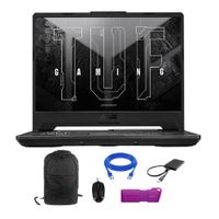 Laptop gamer Asus TUF GAMING A15 15.6"" AMD Ryzen 7, 512GB SSD, 16GB RAM, RTX 3050, Win11 Pro, graphite black + Mochila + Mouse + USB 128GB + Cable red
