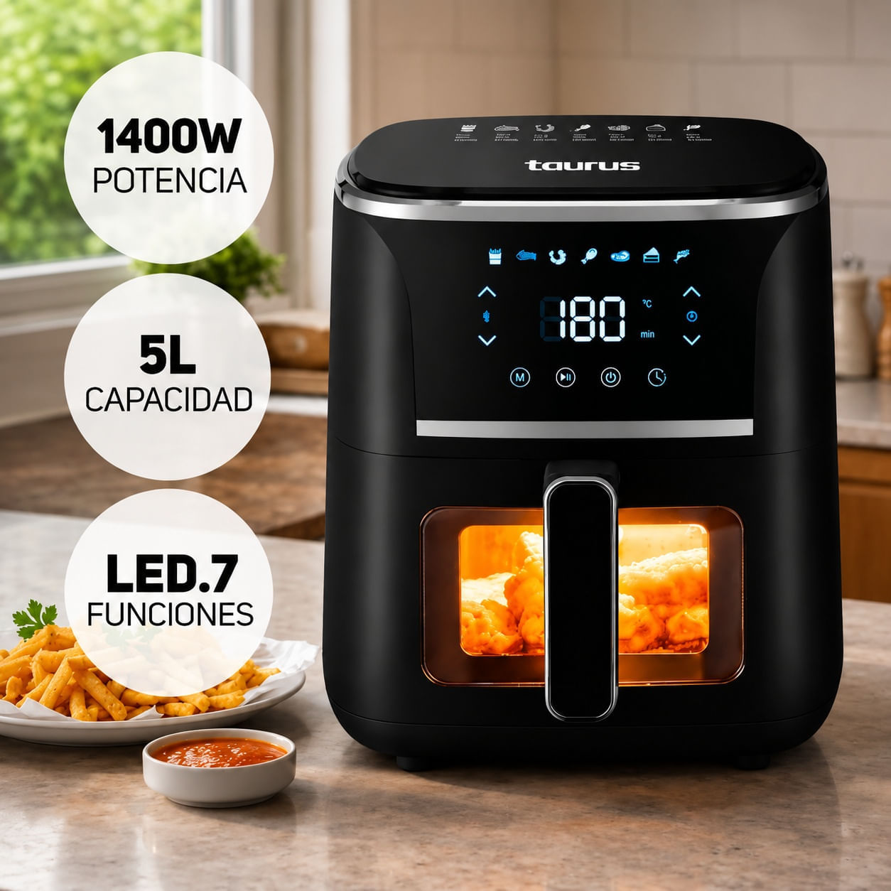 Imagen 2 del producto Combo Taurus: freidora de aire Silver Fryer 5L + Cafetera New Coffee + Arrocera 1.8L