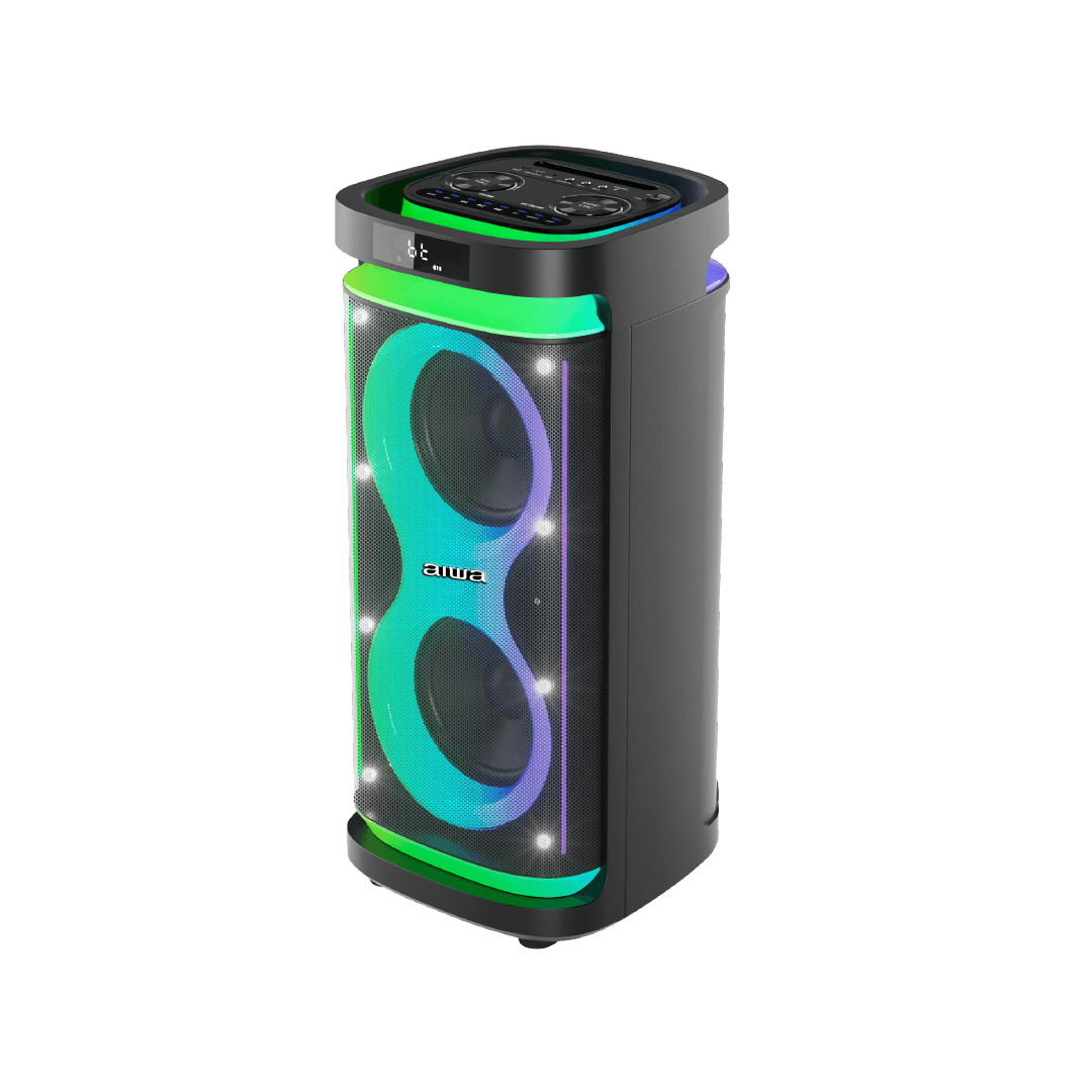 Imagen 2 del producto Parlante de torre Aiwa bluetooth 80W RMS TWS, luces LED, batería recargable, negro