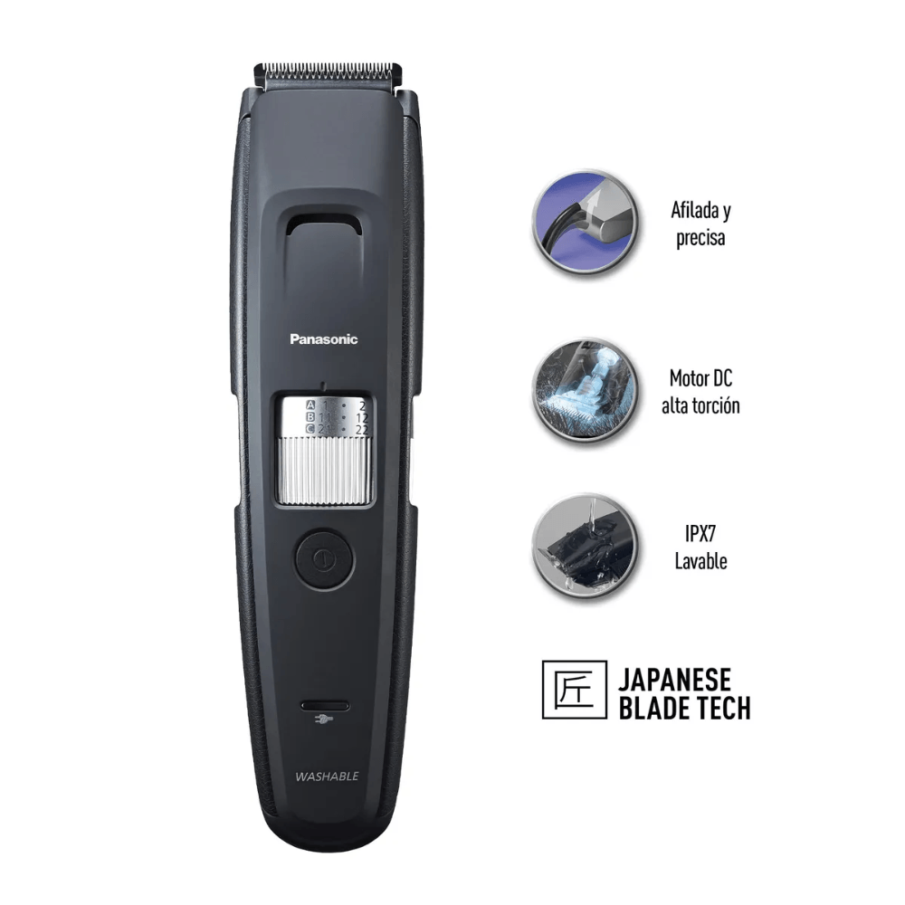 Imagen 2 del producto Recortadora de barba Panasonic ER-GB96, inalámbrica, lavable IPX7, 4 accesorios, negro