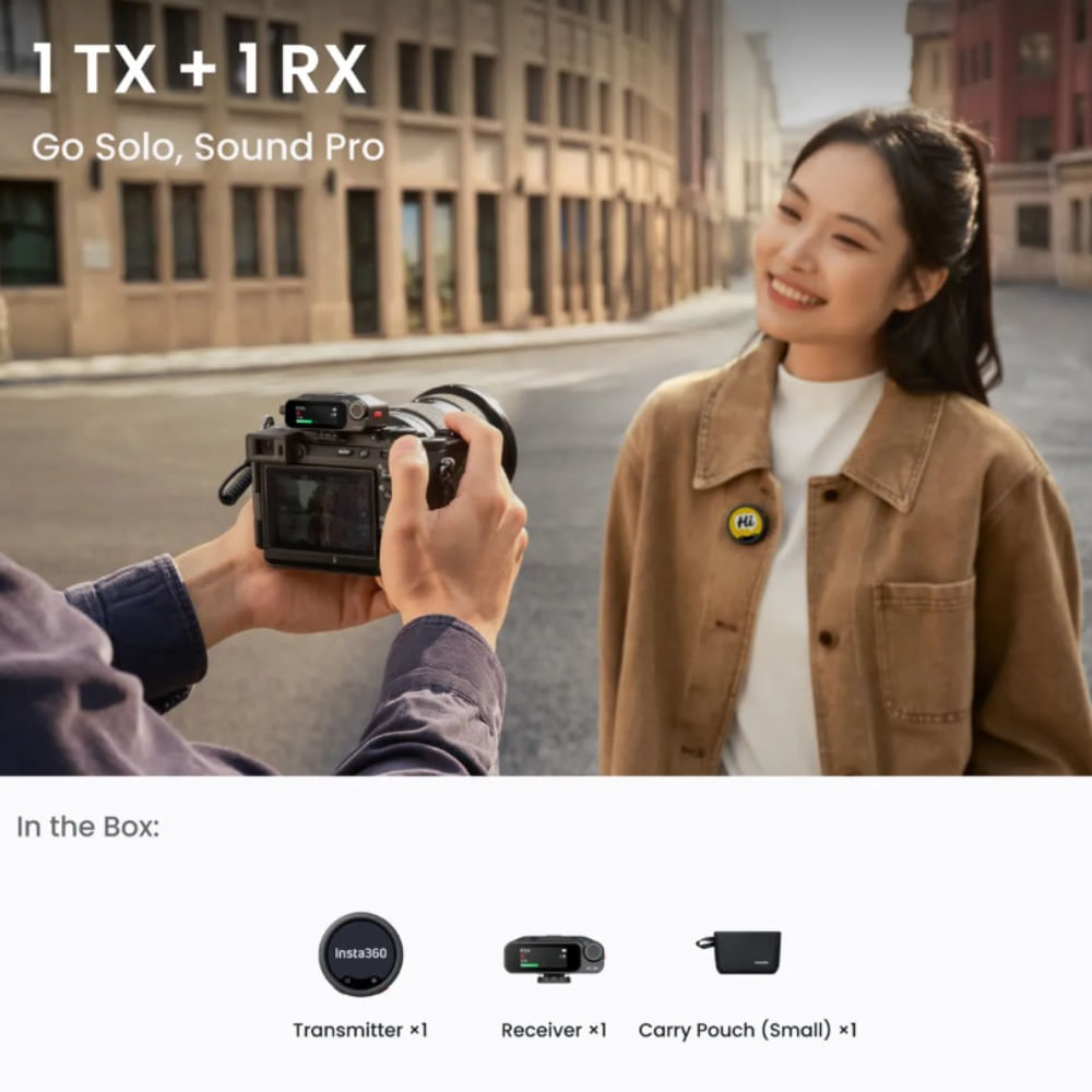 Imagen 2 del producto Micrófono inalámbrico Insta360 Mic Pro 1 TX + 1 RX, bluetooth 5.4, negro
