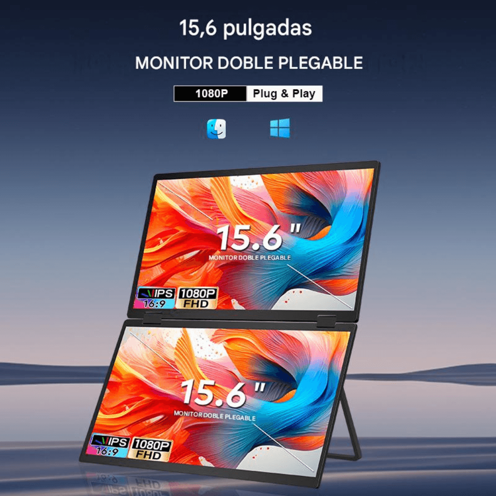 Imagen 2 del producto Monitor extensor de pantalla portátil FOPO T01 15.6"", IPS, FHD, 60Hz, 14ms, USB Tipo-C y Mini HDMI, negro mate