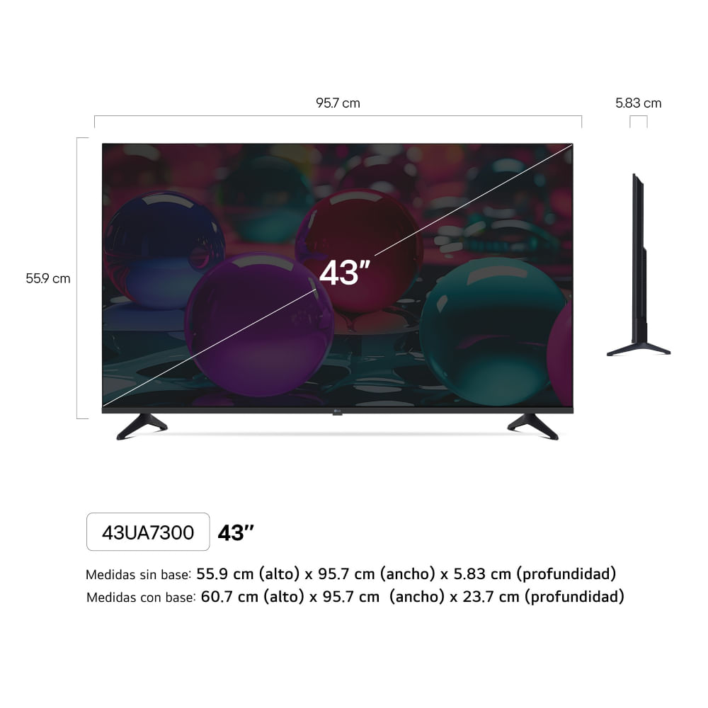 Imagen 2 del producto Smart TV LG 43"" 4K Ultra HD, ThinQ AI, sistema WebOS integrado, 43UA7300PSB, 2025