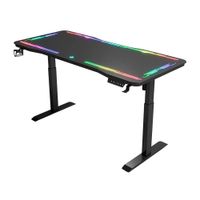 Escritorio gamer eléctrico Evox Y109, 120 x 60 cm, LED RGB, vidrio templado, negro