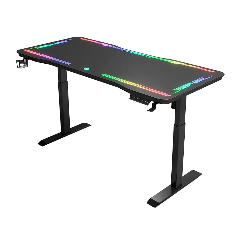 Imagen 1 del producto Escritorio gamer eléctrico Evox Y109, 120 x 60 cm, LED RGB, vidrio templado, negro