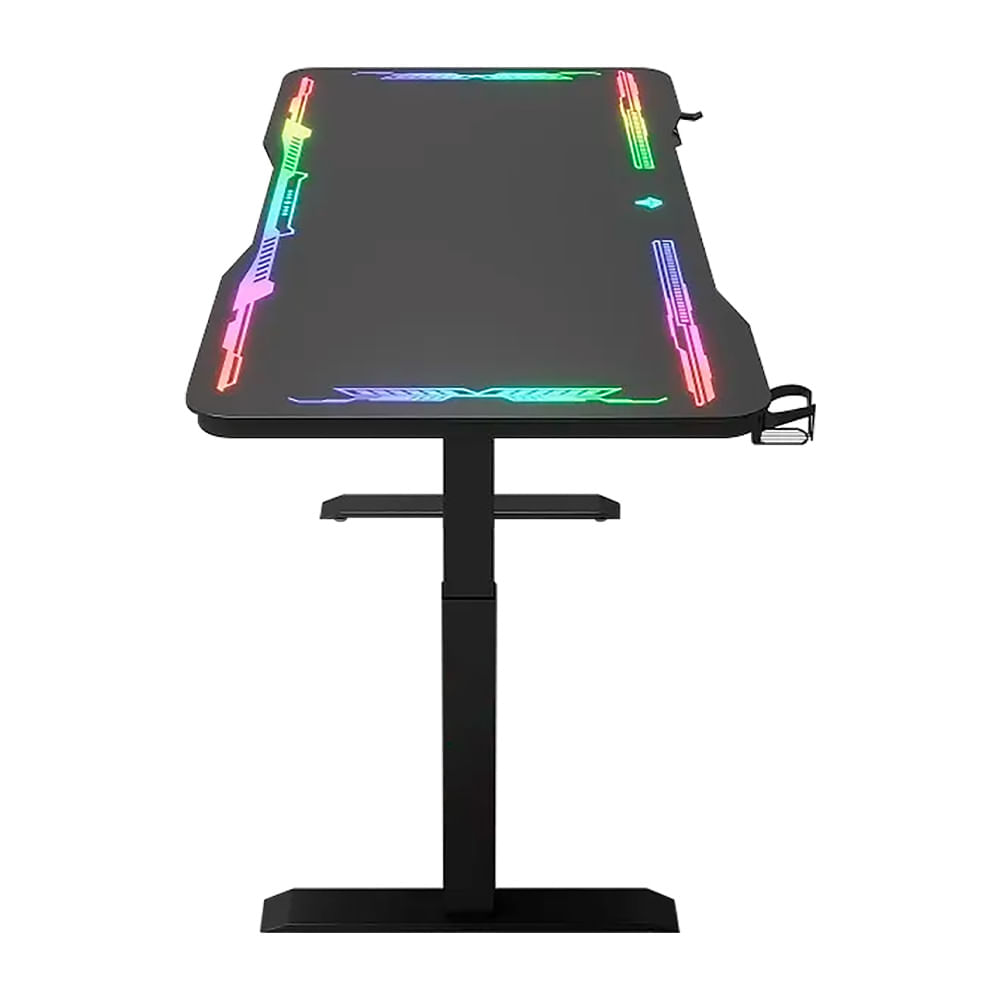 Imagen 2 del producto Escritorio gamer eléctrico Evox Y109, 120 x 60 cm, LED RGB, vidrio templado, negro