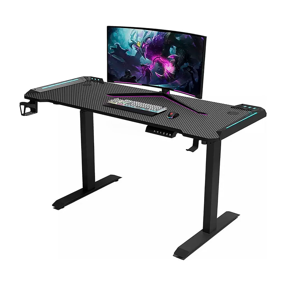 Imagen 2 del producto Escritorio eléctrico gamer Evox Y100-B, 160 x 60 cm, LED RGB, MDF, altura regulable, negro