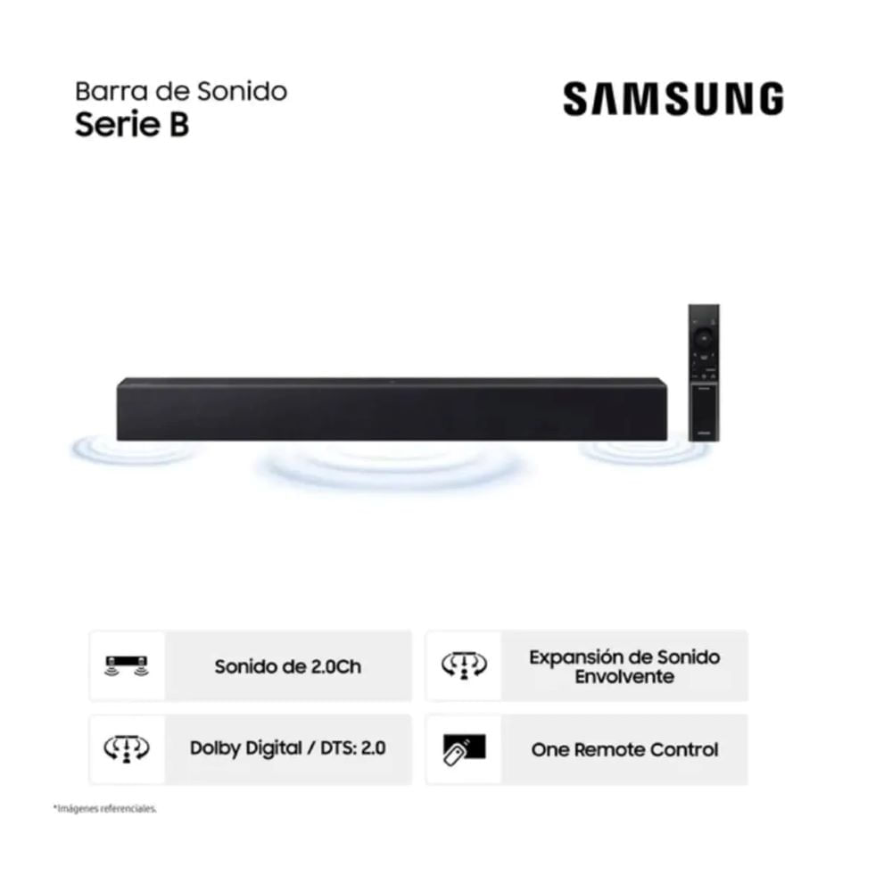 Imagen 2 del producto Barra de sonido Samsung HW-B400F/PE 2.0CH, bluetooth, negro