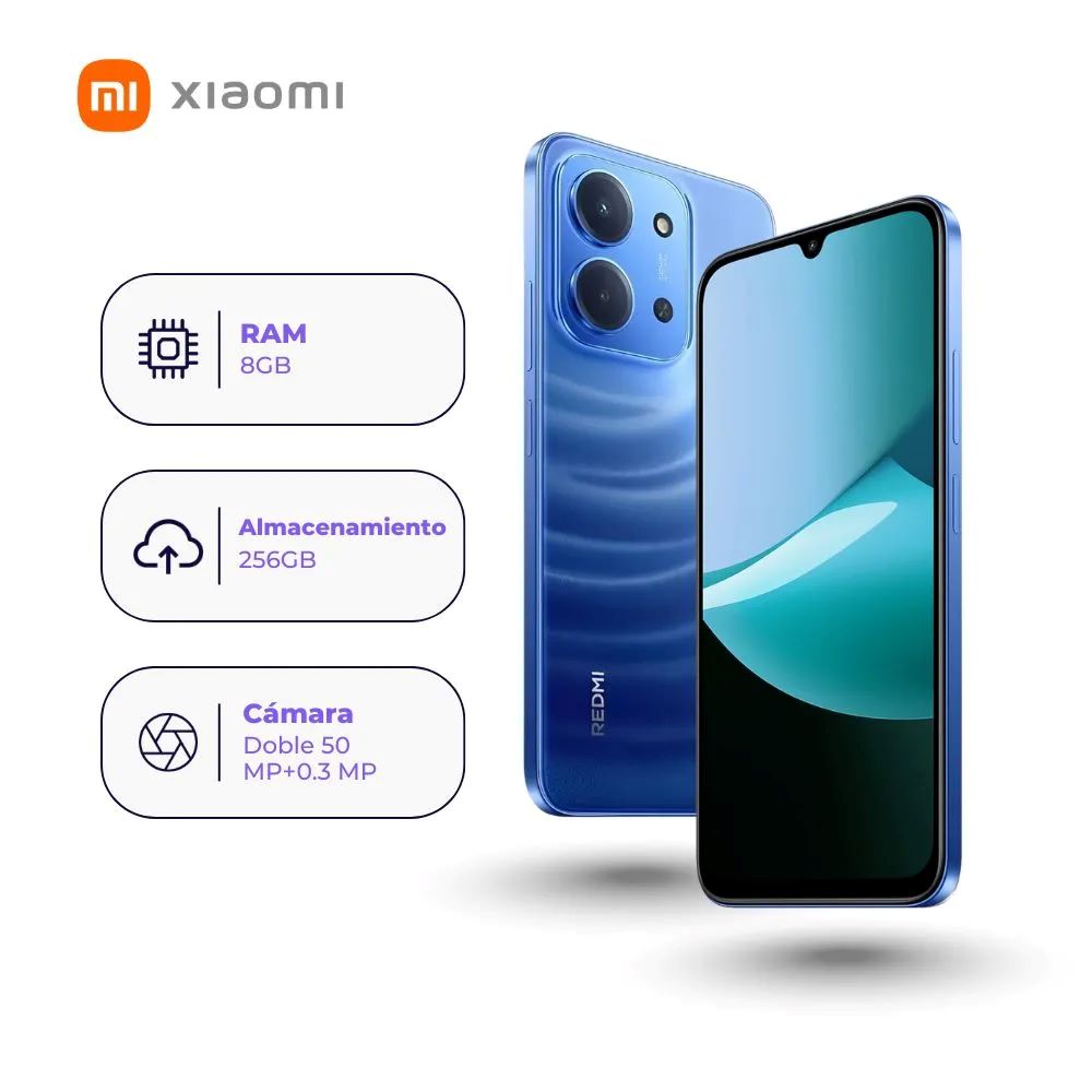 Imagen 2 del producto Celular Xiaomi Redmi 15C 128GB 4GB RAM, cámara trasera 50MP y frontal 8MP, 6.9"", azul