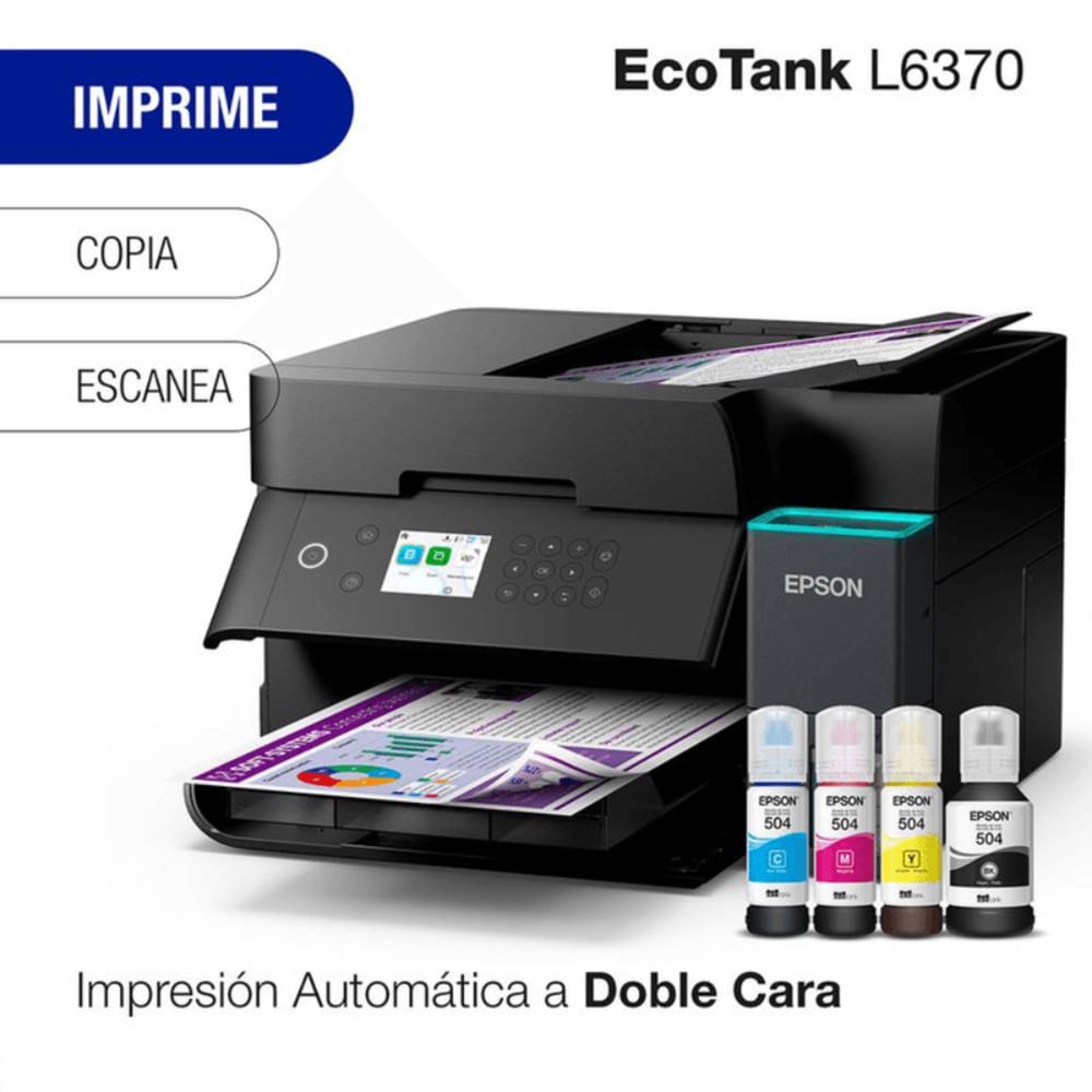 Imagen 2 del producto Impresora multifuncional Epson EcoTank L6370, inyección de tinta, inalámbrica, Wi-Fi, tanques recargables