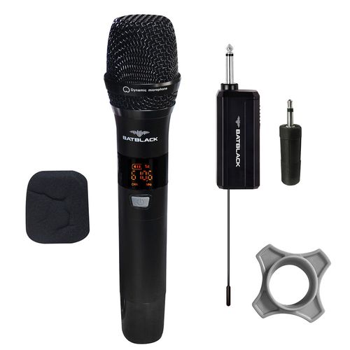 Reacondicionado: Micrófono inalámbrico Batblack x1, receptor recargable, 50 m, negro
