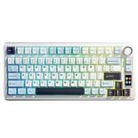 Teclado gamer inalámbrico Aula S75 PRO, bluetooth y conexión USB Tipo-C, mecánico, idioma inglés, RGB, blanco