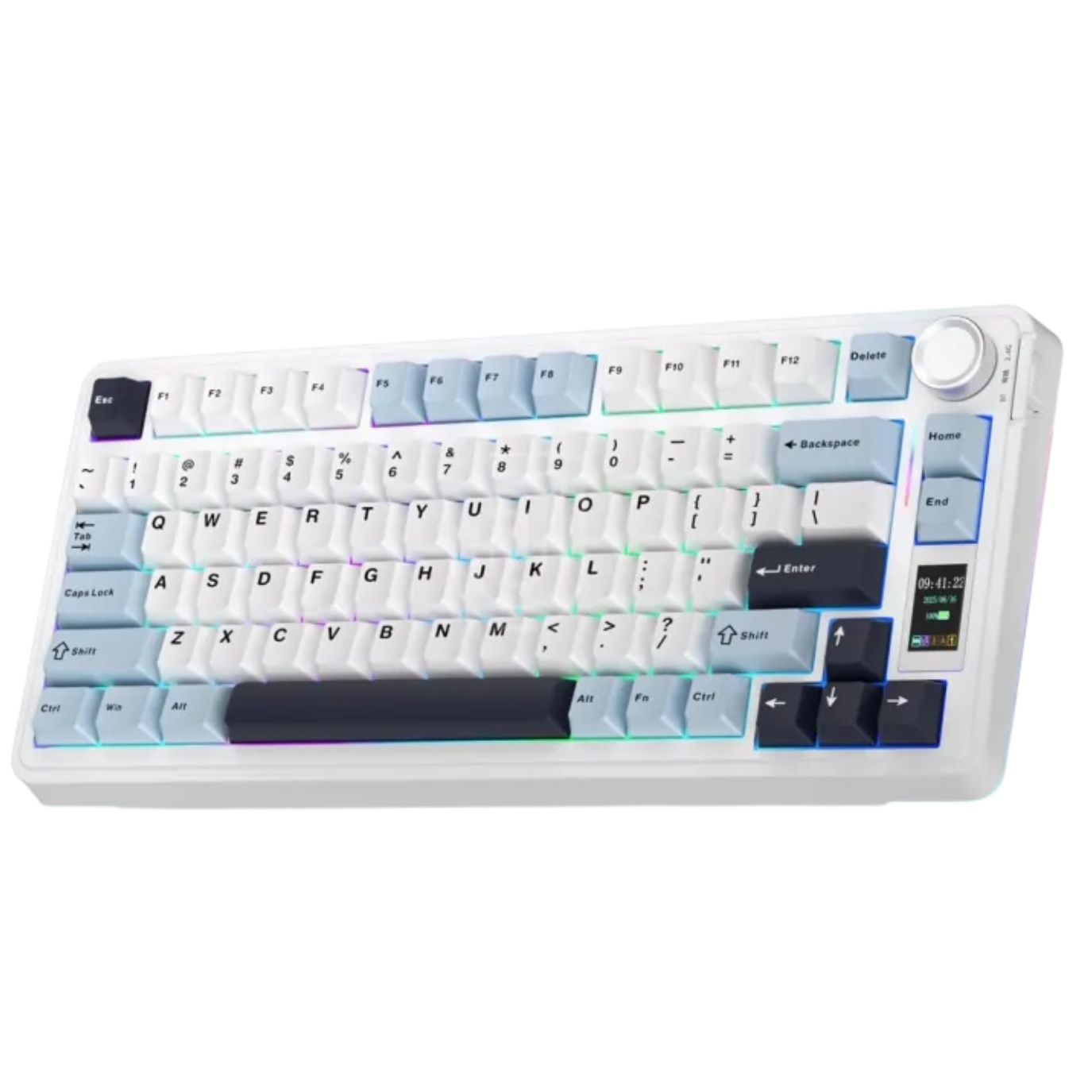 Imagen 2 del producto Teclado gamer inalámbrico Aula S75 PRO, bluetooth y conexión USB Tipo-C, mecánico, idioma inglés, RGB, blanco