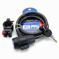 Candado de seguridad Futur, cable de acero 110 cm, núcleo engrosado niquelado, cierre reforzado, negro