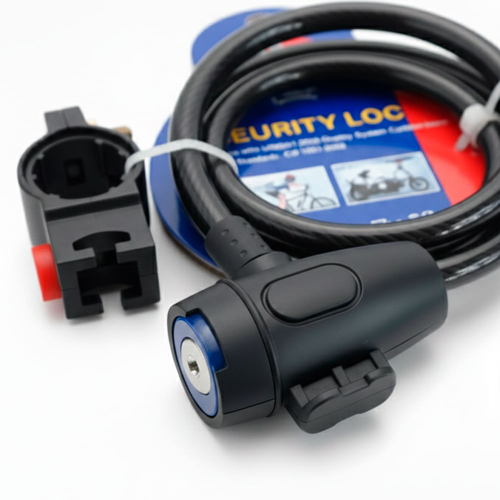 Imagen 2 del producto Candado de seguridad Futur, cable de acero 110 cm, núcleo engrosado niquelado, cierre reforzado, negro
