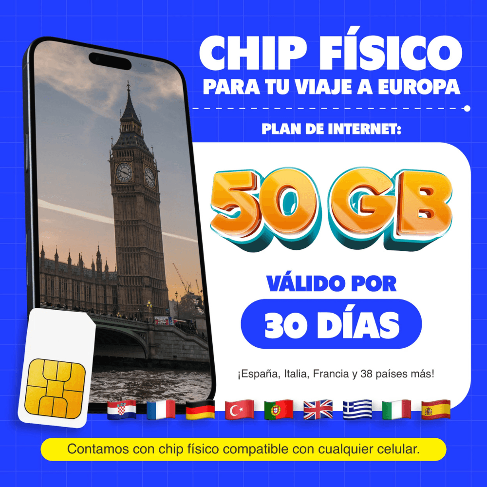 Imagen 2 del producto Chip físico MIFI Europa 41 países, 50GB, 30 días, solo datos, SIM Mini/Micro/Nano, para celular liberado