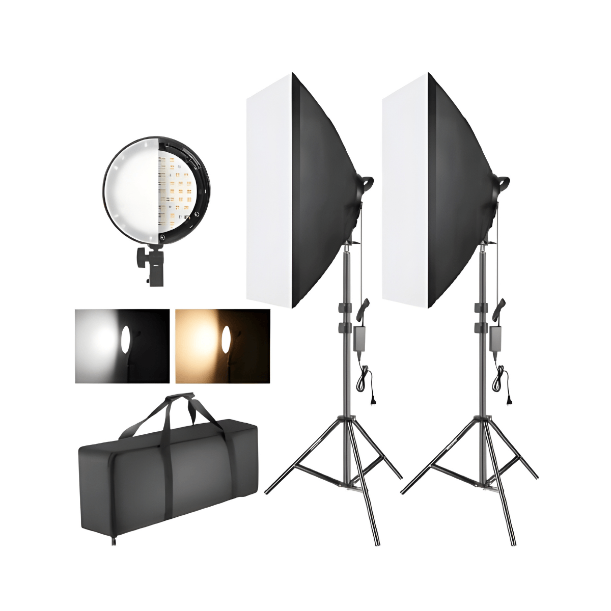 Imagen 2 del producto Kit de Softbox + Luz Continua Doble Bicolor Genérico, parantes y telas difusoras
