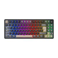 Teclado gamer alámbrico Royal Kludge RK X87, conexión USB, mecánico, idioma español, RGB, negro
