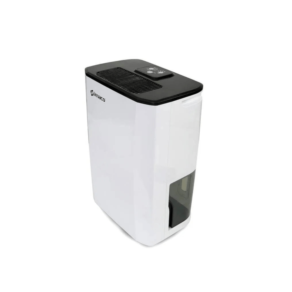 Imagen 2 del producto Deshumedecedor Imaco DHE1002, 10L/día, 270W, tanque 2.5L, filtro de carbón, drenaje continuo, blanco