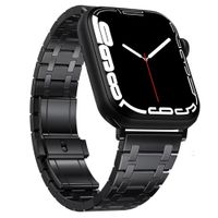 Correa URVOI Cuadros para Apple Watch 42mm, acero inoxidable, cierre mariposa, ajustable, negro