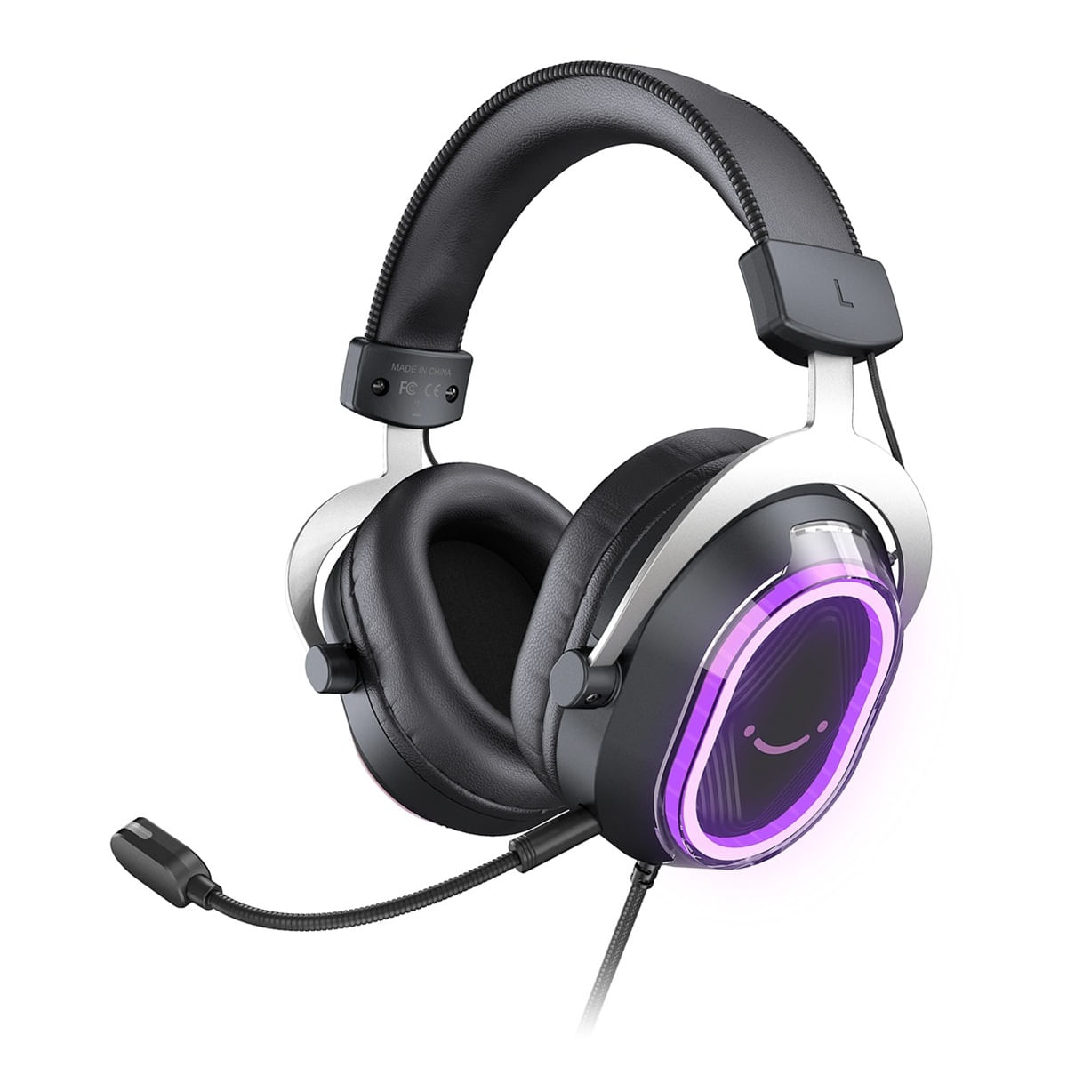 Imagen 1 del producto Audífonos gamer Fifine Ampligame H13 con micrófono, conexión USB, 32 ohms, 3 dB, PC y consolas, RGB, negro