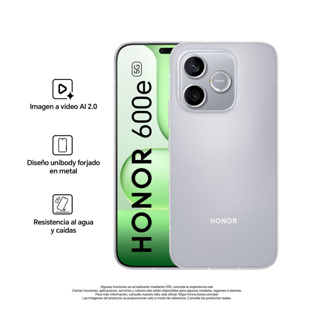 Imagen 2 del producto Celular Honor 600E 512GB, 8GB RAM, cámara trasera 108MP y frontal 16MP, 6.6"", gris