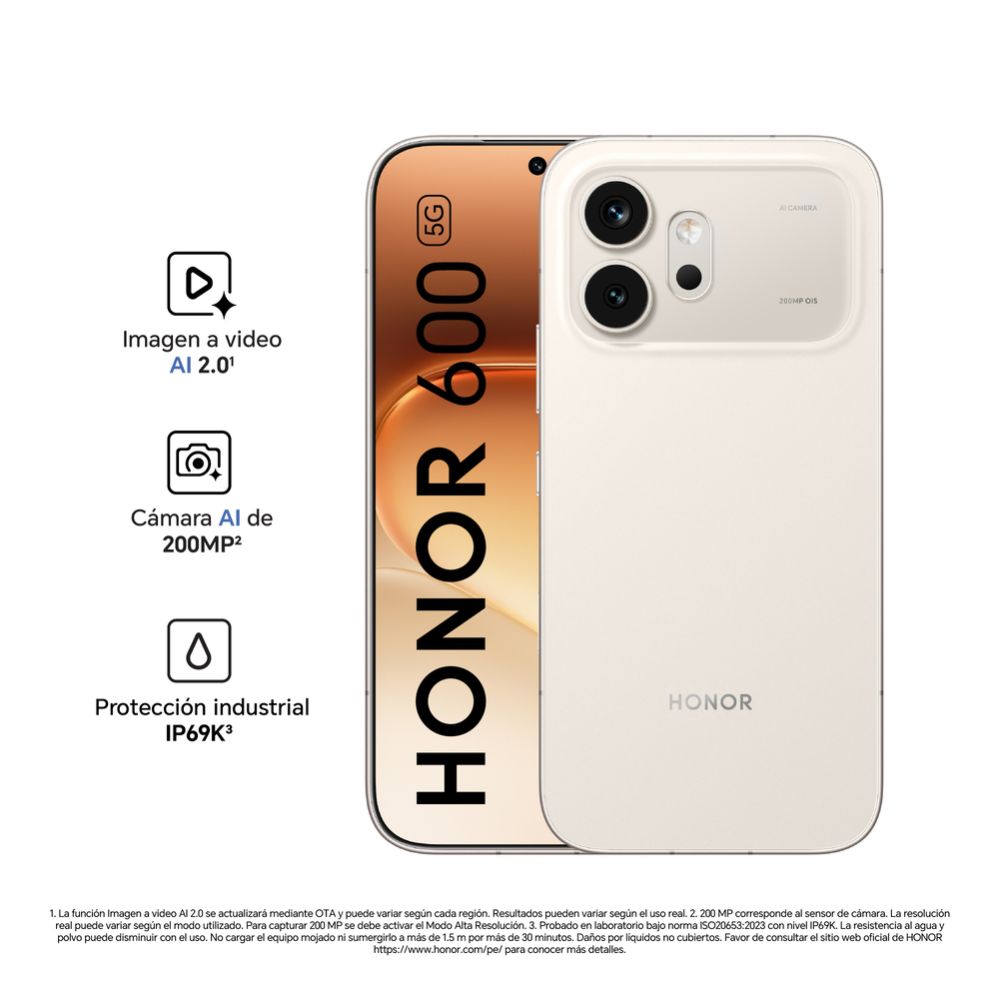 Imagen 2 del producto Celular Honor 600E 512GB, 8GB RAM, cámara trasera 108MP y frontal 16MP, 6.6"", oro