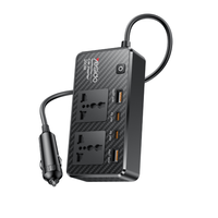 Inversor YESIDO VC07, 200W, 12V a 220V, 2 USB-A, 2 USB-C, carga rápida, cable 50 cm