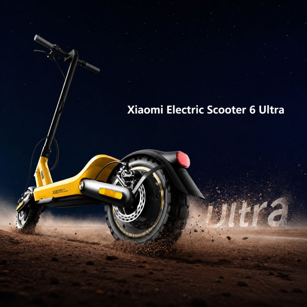 Imagen 2 del producto Scooter eléctrico Xiaomi 6 Ultra 12"", autonomía hasta 75 km, velocidad máx. 25 km/h, 500W nominal, amarillo