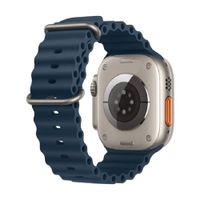 Correa Ocean Ultra OEM para Apple Watch 44/45/46/49 mm, silicona, hebilla titanio ajustable, azul de presia