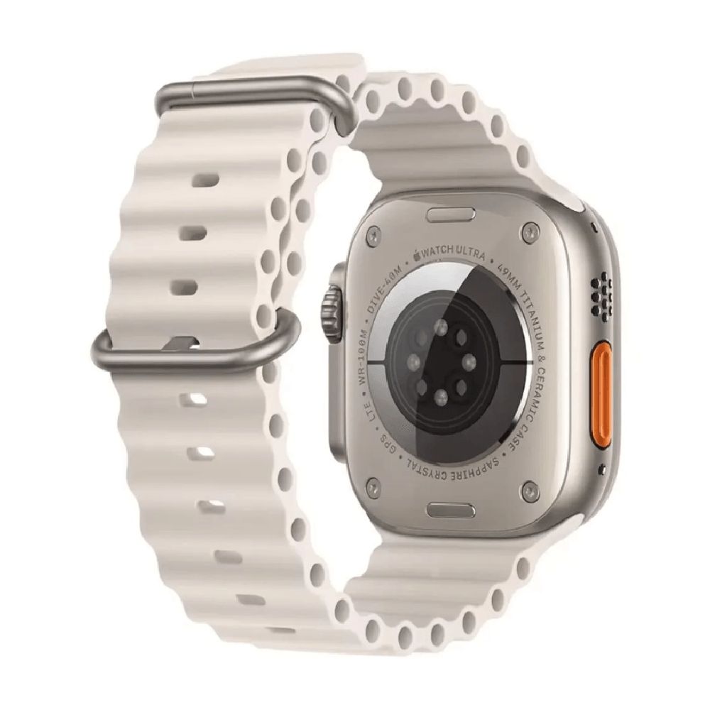 Correa Ocean Ultra OEM para Apple Watch 44/45/46/49 mm, silicona, hebilla titanio ajustable, beige