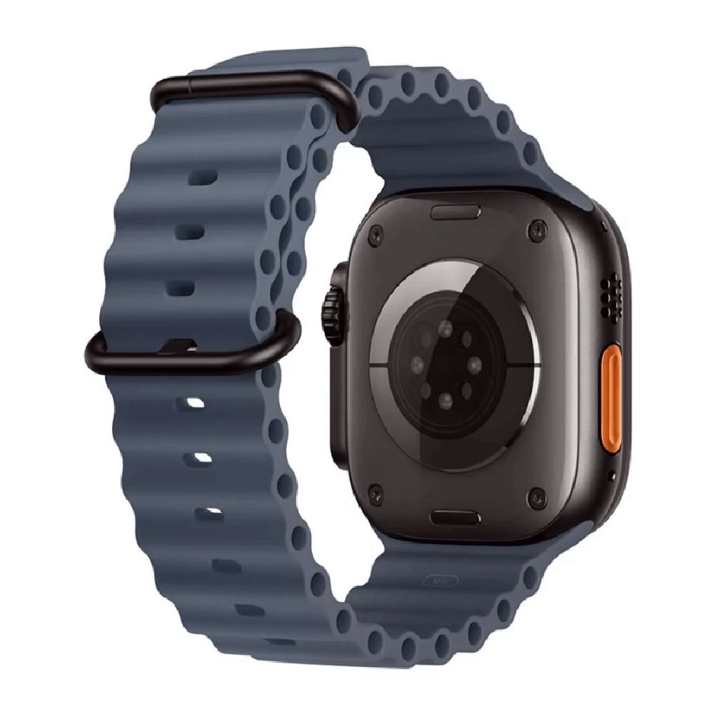 Correa Ocean Ultra OEM para Apple Watch 44/45/46/49 mm, silicona lavable y transpirable, hebilla negra ajustable, gris