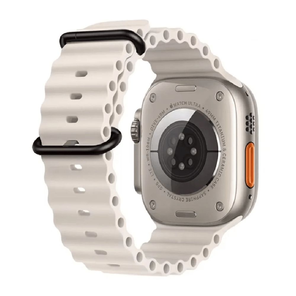 Correa Ocean Ultra OEM para Apple Watch 44/45/46/49 mm, silicona, hebilla negra ajustable, beige