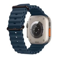 Correa Ocean Ultra OEM para Apple Watch 44/45/46/49 mm, silicona, hebilla negra ajustable, azul prusia
