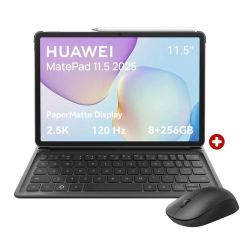 Tablet Huawei MatePad 11.5 2025 PaperMatte, 11.5", 256GB, 8GB RAM, cámara principal 3MP y frontal 8MP, gris + Teclado + Lápiz + Mouse