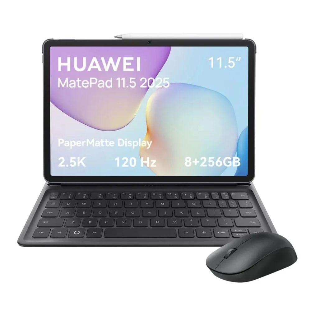 Imagen 2 del producto Tablet Huawei MatePad 11.5 2025 PaperMatte, 11.5"", 256GB, 8GB RAM, cámara principal 3MP y frontal 8MP, gris + Teclado + Lápiz + Mouse