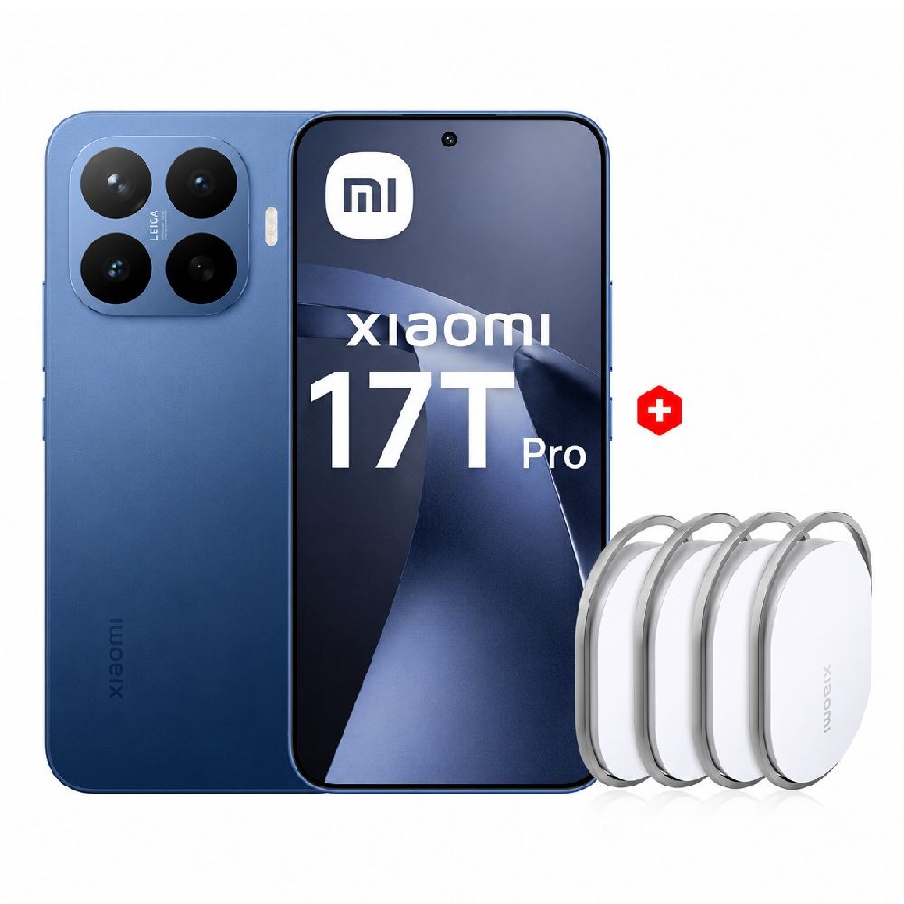 Celular Xiaomi 17T Pro 5G, 512GB, 12GB RAM, cámara trasera 50MP y frontal 32MP, 6.8", azul + Xiaomi Tag 4 Pack
