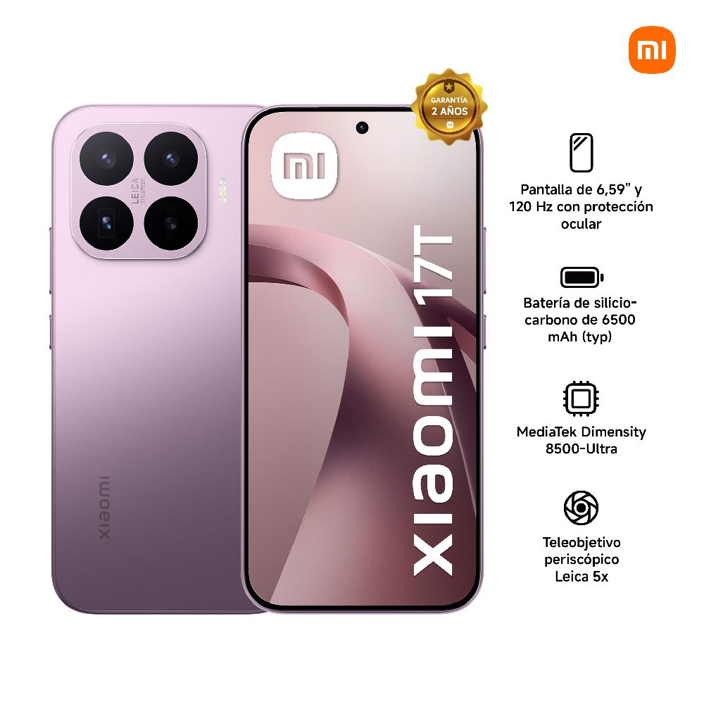 Imagen 2 del producto Celular Xiaomi 17T 5G 512GB, 12GB RAM, cámara trasera 50MP y frontal 32MP, 6.5"", violeta + Xiaomi Tag 4 Pack