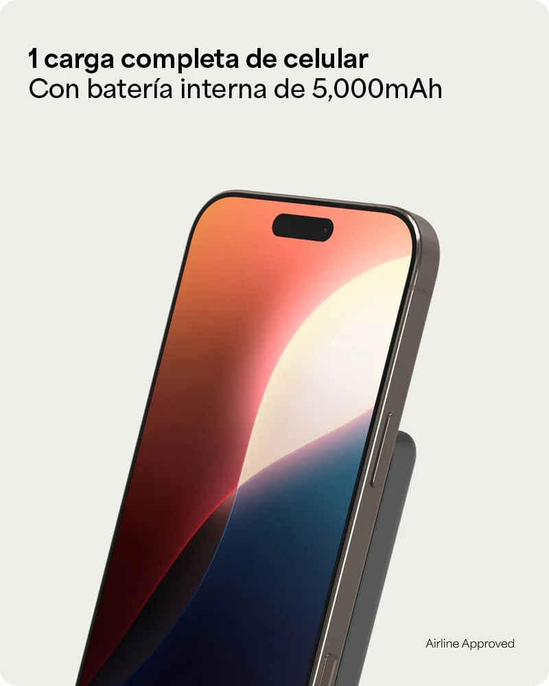 Imagen 2 del producto Batería externa mophie Powerstation, 5000mAh, Qi2, MagSafe, inalámbrica 15W, USB-C PD 20W, ultradelgada, negro