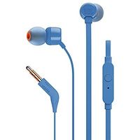 Audífonos in ear con micrófono JBL T110 cable plano, conector 3.5 mm, control de música y llamadas, azul