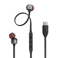 Audífonos JBL Tune 310C In-Ear, micrófono, conector Tipo C, sonido Pure Bass, control 3 botones, negro