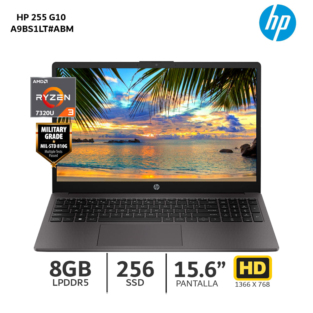 Imagen 2 del producto Laptop HP 255 G10 Ryzen 3 7320U / 8Gb Ram / 256Gb SSD / 15.6” HD – A9BS1LT#ABM