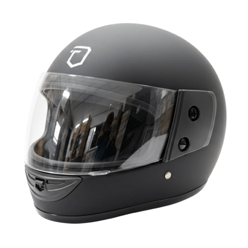 Casco moto Futur Classic talla L, visor transparente, regulable, acolchado interior, 2 ventilaciones, negro