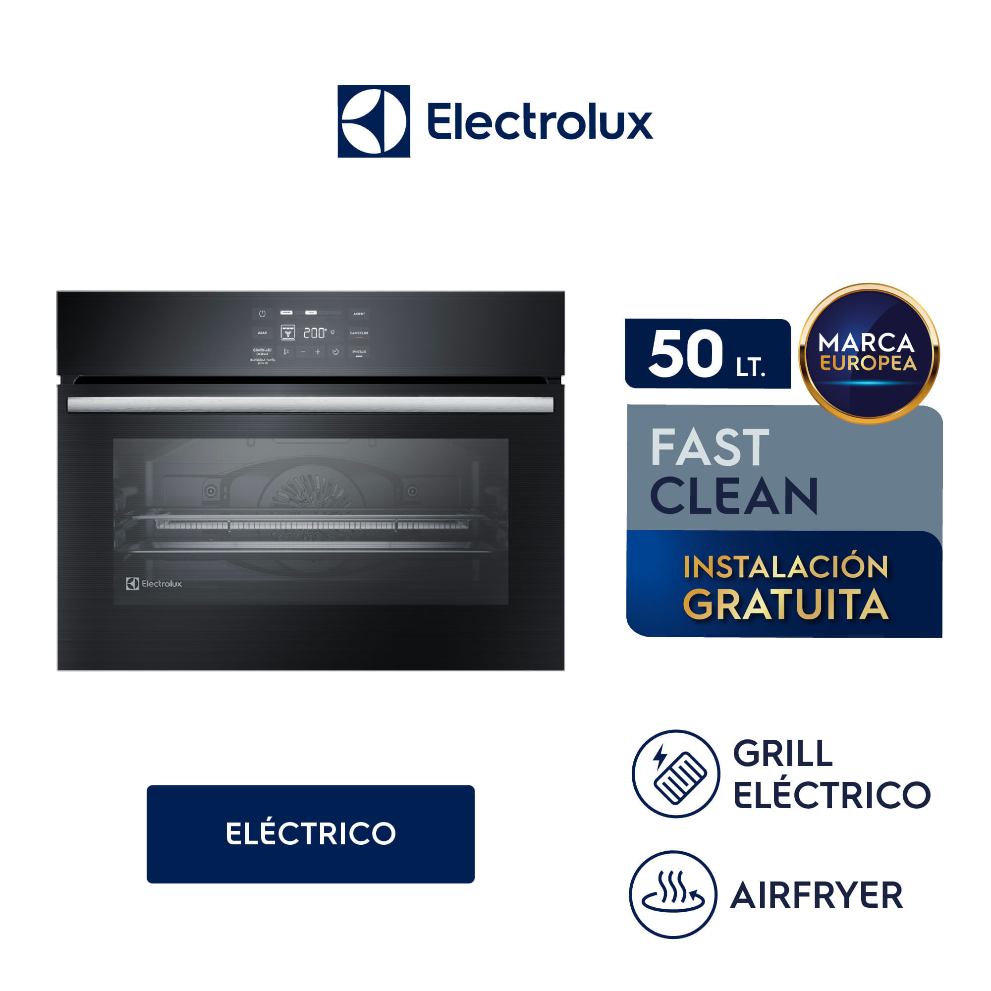 Imagen 2 del producto Horno empotrable eléctrico Electrolux OE5EA 50L, panel touch, AirFry, convección, negro