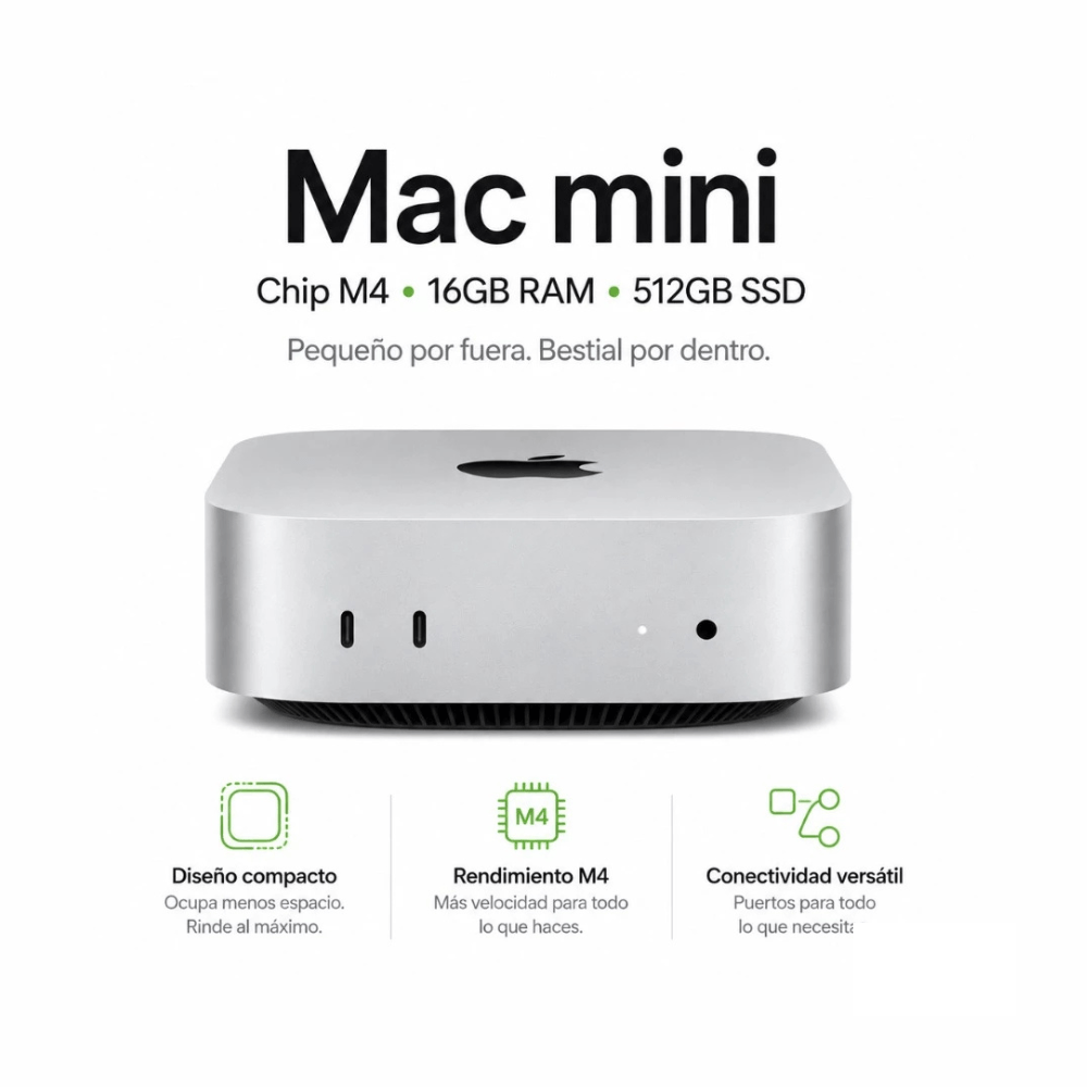 Imagen 2 del producto Computadora de escritorio Apple Mac Mini M4, 16GB RAM, 512GB SSD, CPU 10 núcleos, GPU 10 núcleos, macOS, Silver