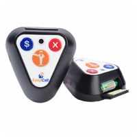 Pulsador de mesa para llamado de mozos EasyCall EC-P3, 3 botones, soporte acrílico, alcance 80 m