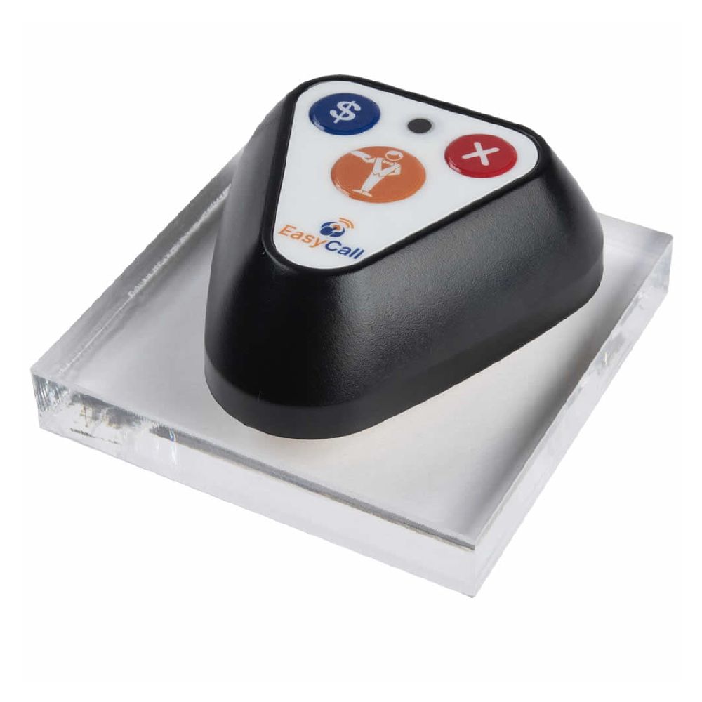 Imagen 2 del producto Pulsador de mesa para llamado de mozos EasyCall EC-P3, 3 botones, soporte acrílico, alcance 80 m