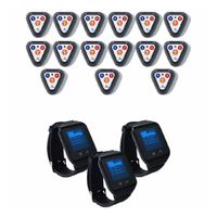 Sistema de llamado de mozos EasyCall inalámbrico, 15 soportes acrílicos, 3 relojes, alcance 100 m, audio y vibración